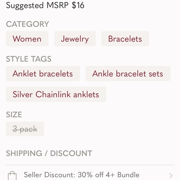 3 Chain Silver Anklet!!! Adorable - Picture 4 of 4